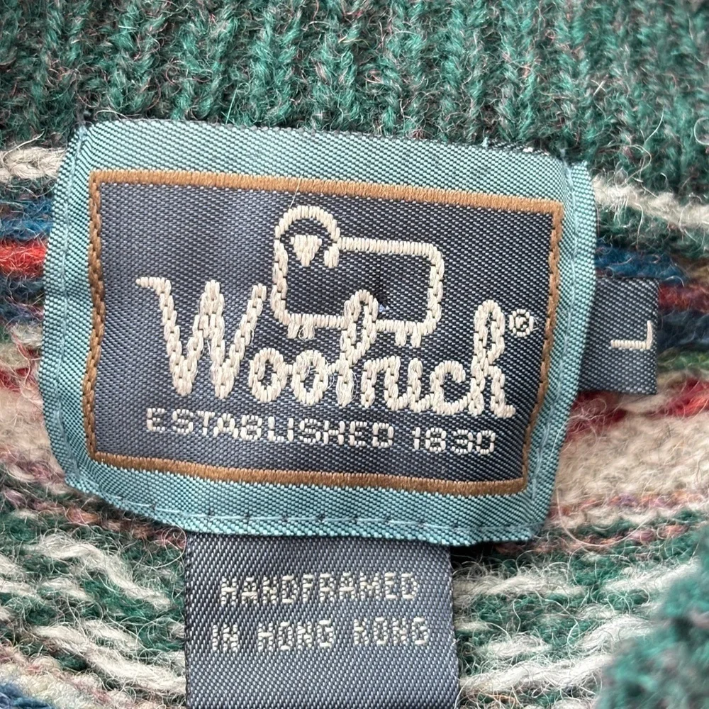 VTG Woolrich Mens Large Ski Sweater Wool Aztec Nordic FairIsle Made in Hong Kong